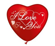 Karaloon 30034 - Set di 100 Palloncini a Forma di Cuore, con Scritta I Love You, 65 cm, Rosso