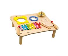 1166 Tavolo musicale in legno small foot, incl. xilofono, tamburello, bacchette in legno, a partire da 3 anni