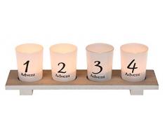 Out of the blue Vassoio in Legno Advent, con 4 portacandele in Vetro, Circa 30 x 9 cm, Marrone, 31 x 9.1 x 10.199999999999999 cm