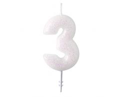 amscan 9904378 - Candela con 3 cifre, Colore: Bianco/Rosa