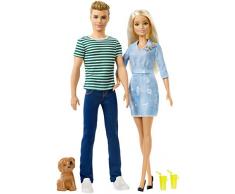 Barbie-e Ken Playset con Due Bambole, Cagnolino e Accessori, Giocattolo per Bambini 3+ Anni, FTB72