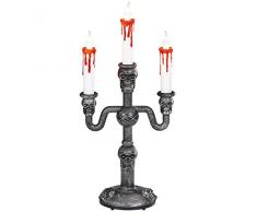 WIDMANN Candelabro Teschi con 3 Candele Sanguinate per Adulti, Nero, Taglia Unica, VD-WDM76170