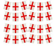 Shatchi 1597-ENGLAND-FLAGS-BUNTING - Festone con 30 bandierine di San Giorgio, 10 m, decorazione per feste, calcio, rugby, Chricket, multicolore
