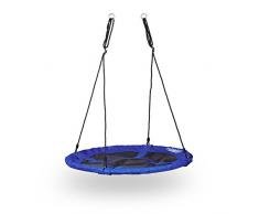 Relaxdays Altalena da Giardino a Nido Rotonda con Telaio in Metallo, Blu, 150 x 110 x 110 cm