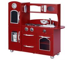 Teamson Kids Set da Cucina Gioco Legno Grande Rosso Bambini TD-11414R