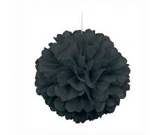 Unique Party 64270 - 40cm Pompon in Carta Velina Nera Decorazione per Feste