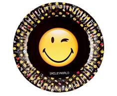 Amscan 9901287 - 8 piatti di carta Smiley Emoticons, multicolore