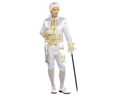 joker 997856-M Casanova Uomo Lusso Costume di Carnevale in Busta, Bianco e Oro