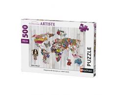 Nathan – Puzzle mappamondo Barocco 500 Pezzi, 87204