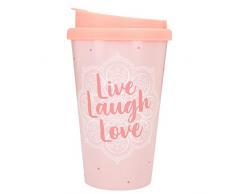 Depesche 2180.033 to-Go - Tazza in plastica con scritta Live Laugh Love, 350 ml, multicolore