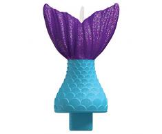 Amscan 170528 - Candela per torta di compleanno a tema sirena, 13 cm