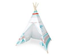 Small Foot Gioco Tipi in Legno e Cotone, coloratissima Tenda per Giochi e Relax in Un Bellissimo Design Indiano Giocattoli, Multicolore, 11216