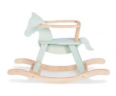 Cavallo a dondolo Pinolino con anello, in legno massiccio, anello rimovibile, kit di conversione incluso, per bambini dai 9 mesi in su, menta/naturale