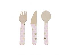 Neviti Pattern Works Wooden Cutlery-Pink Dots-24 Pack Posate in legno, rosa, 16.4 x 2 x 0.3, 775622