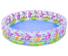 Jilong- Flamingo 3 Ring Pool Fenicotteri Piscina Gonfiabile per Bambini, 57158