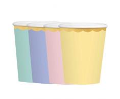 Amscan International 420167 - Bicchieri di carta da 266 ml, confezione da 8 pezzi, colori pastello metallizzato