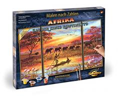 Schipper 609260627 - Colorare con i Numeri, Soggetto: la magia dellAfrica (trittico), 50 x 80 cm