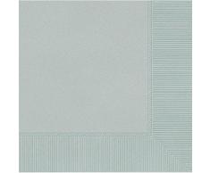 Amscan International 60215-18 - Tovaglioli a 2 veli, Confezione da 50, 13,2 x 12,7 cm, Colore: Argento