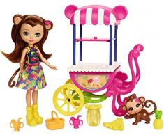 Enchantimals- Carrello della Frutta Merit La Scimmietta, Playset con Bambola e Accessori, FCG93