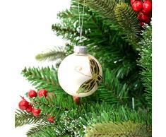 Shatchi 15636-BAUBLES, 6 palle di vetro dipinte a mano per albero di Natale, decorazioni stagionali per la casa, multicolore