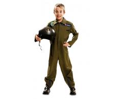 Partychimp - Costume di Carnevale, Soggetto: Top Gun, da Bambino, Colore: Verde