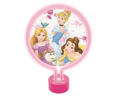 Lexibook Neon Disney Princess, Lampada da Notte Kid Bedroom, Colore Luce Decorativa di Tendenza per Ragazze con Cenerentola, Bella e Rapunzel, ROSEO