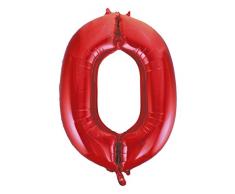 Unique Party 55850 - Palloncino Gigante - Numero 0 - 86cm - Rosso