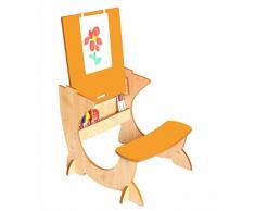 Little Helper TC/asi01 – 15 G – 4 in 1 Legno Art Station per bambini scrivania con lavagna e cavalletto, colore: arancione/naturale