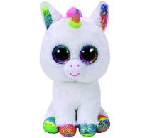 Ty 37157 PIXY, Unicorno con Occhi Luccicanti, Glubschi S, Beanie Boo S, Peluche, Bianco/Colorato, 24 cm, Colore