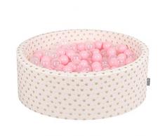 KiddyMoon 90X30cm/300 Palline ∅ 7CM Piscina di Palline Colorate per Bambini Tondo Fabbricato in EU, Ecru-Dorato: Rosa Chiaro/Trasparente