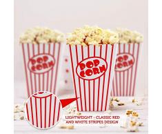 SHATCHI- Scatole in Cartone per Popcorn Tema teatro, Cinema, Serate di Carnevale, Feste di Compleanno, A Righe Rosse e Bianche, 11691
