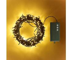 Shatchi - 200 luci LED a batteria, impermeabili, per interni ed esterni, 20 m, 8 modalità di cambiamento, timer, albero di Natale, matrimoni, feste di compleanno, decorazioni da giardino