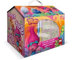 Multiprint Casetta 7 Timbri per Bambini Trolls 2, 100% Made in Italy, Set Timbrini Bimbi Personalizzati, in Legno e Gomma Naturale, Inchiostro Lavabile Atossico, Idea Regalo, Art.09912