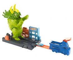 Hot Wheels City Playset Pista Attacco del Triceratopo con Lanciatore e Macchinina, Giocattolo per Bambini di 4 + Anni, GBF97