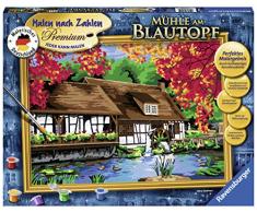 Ravensburger- Mühle Am Blautopf 28905-Dipingere con i Numeri, Macinino sul Vaso Blu Premium, Formato 40 x 30 cm, Multicolore, 28905