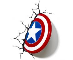 3D Light FX - Lampada da Parete Decorativa a LED, a Forma di Scudo di Capitan America della Marvel