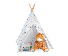 Relaxdays Tenda Giocattolo per Bambini, con Fondo, con Borsa per Il Trasporto, HxLxP 160 x 115 x 115 cm, Bianca/Colorata, Colore, 10028906