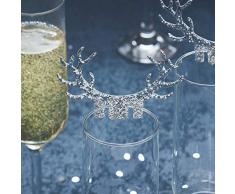 Ginger Ray - Confezione da 10 decorazioni natalizie in vetro glitterato, colore: Argento