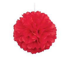Unique Party 64275 - 40cm Pompon in Carta Velina Rossa Decorazione per Feste