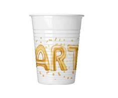 Procos- Bicchiere plastica 200 ml Gold Party, Oro, 5PR89639