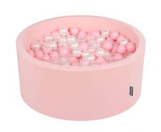 KiddyMoon 90X40cm/300 Palline ∅ 7CM Piscina di Palline Colorate per Bambini Tondo Fabbricato in EU, Rosa: Rosa Ch/Perla/Trasparente