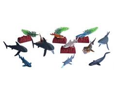 Wild Republic- figuri collettivo Monde Animale pescecane, Secchio de Giochi, Adventure Bucket, 20 cm, 18-Parti, Multicolore, 23158