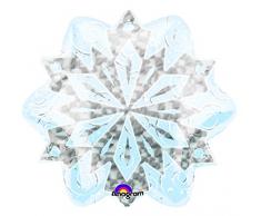 amscan- White Junior Christmas Snowflake Shape Balloon-1 Pc Palloncino a Forma di Fiocco di Neve Bianco per Bambini, 1 Pezzo, Colore, 111796-01