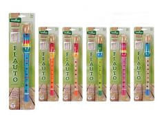 Globo Toys 37114, flauti giocattolo in legno, colori assortiti, 32,5 x 3 x 3 cm, confezione da 6