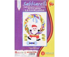 Sabbiarelli Sand-it for Fun - Poster La Ghirlanda: Maxi Disegno Adesivo da Colorare con la Sabbia (Non Inclusa), Adatto per Adulti e Bambini, 26x40cm