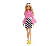 Barbie Fashionistas, Bambola con Vestito a Quadretti e Occhiali da Sole, Giocattolo per Bambini 3 + Anni, FXL44