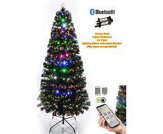 Shatchi 6053 - Albero di Natale in fibra ottica, con app Bluetooth, 60 cm, 8 modalità, timer e controllo della luminosità, decorazione natalizia in fibra ottica, 0,6 m, colore: verde