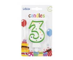Boland 63403 Candela Numerale, Multicolore, Modelli/Colori Assortiti, 1 Pezzo