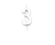Gifts 4 All Occasions Limited SHATCHI-1344 - Decorazione per torte con 3 numeri in argento