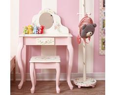 Fantasy Fields Set Tavolo e Sgabello per Bambini, Miscela di MDF e Legno massello (Eco – Friendly). Vetro, Rosa e Bianco